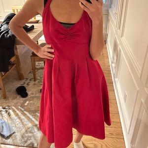 J. Crew 1950s style red pinup halter dress